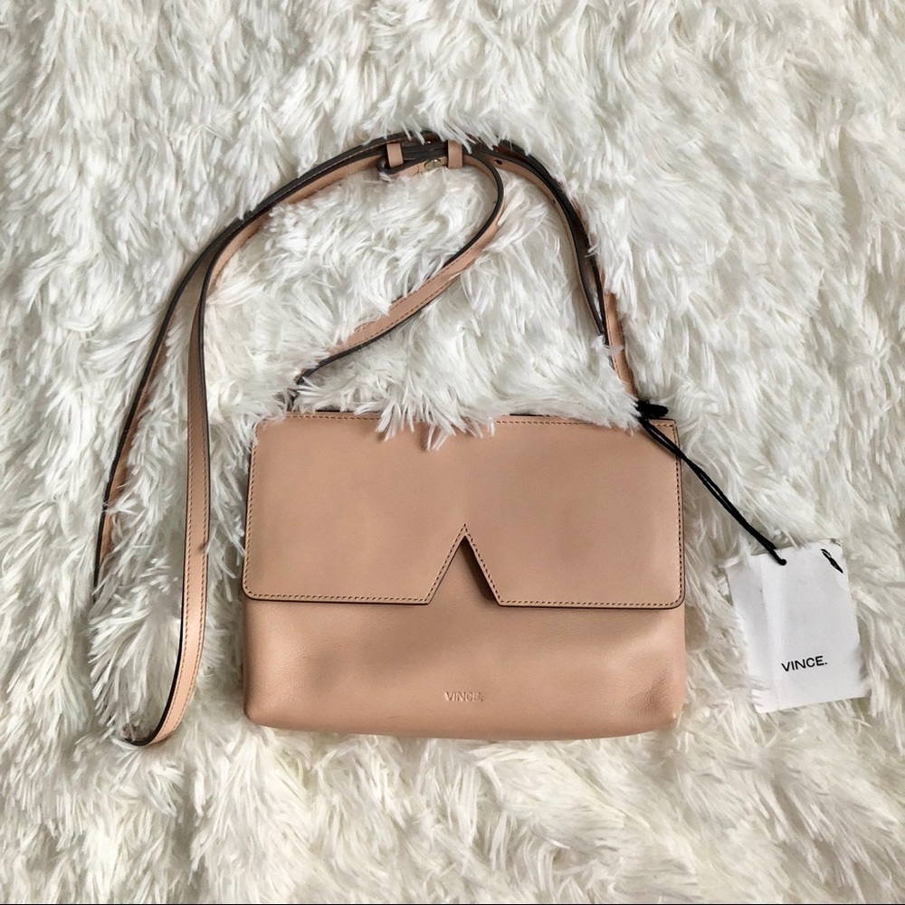 Vince Signature V Leather Crossbody Bag Blush
